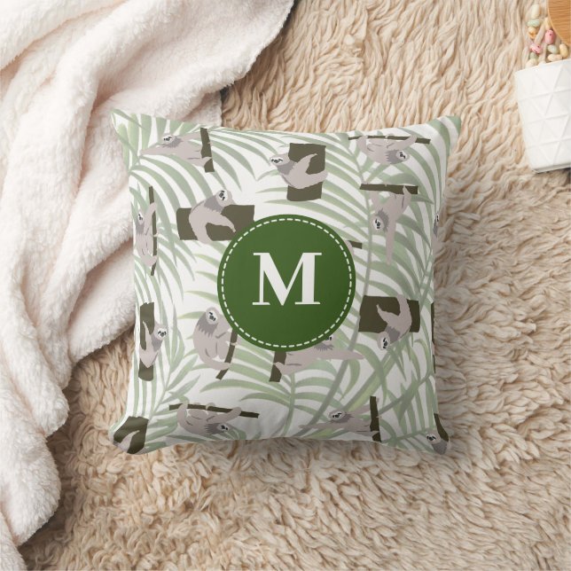 Coussin Motif d'animal de paresse mignon dans la forêt sau (Couverture)