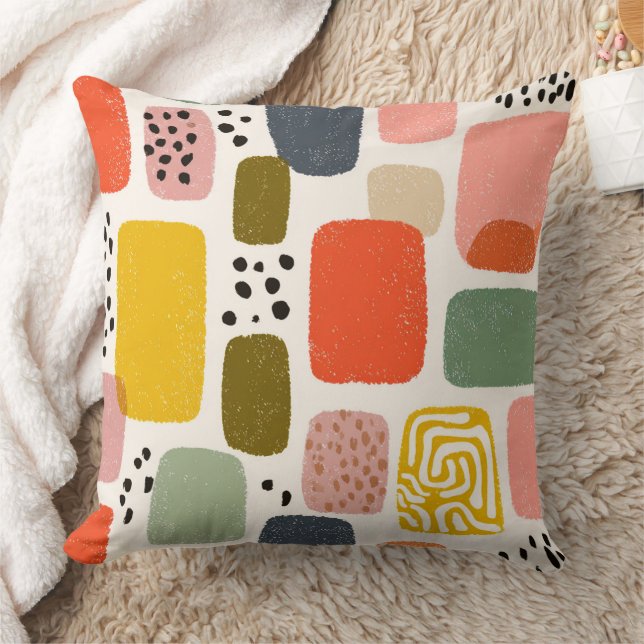 Coussin Motif d'aquarelle Abstrait Boho moderne | Coloré (Couverture)