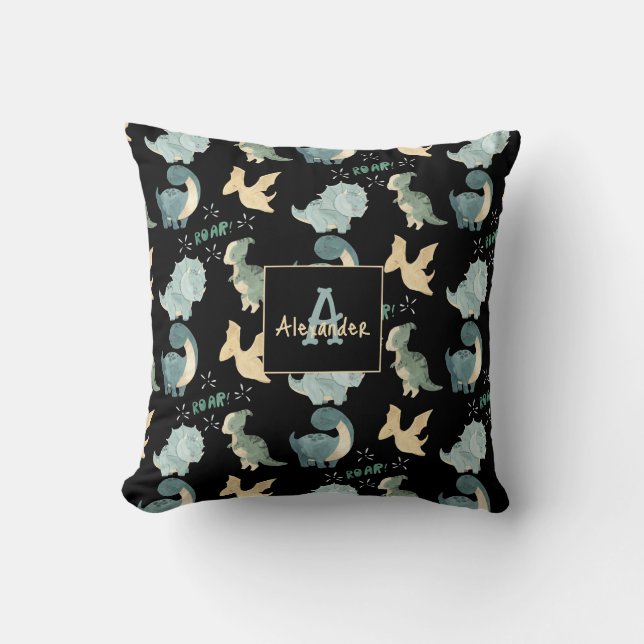 Coussin Motif d'aquarelle Cute Dinosaur (Recto)