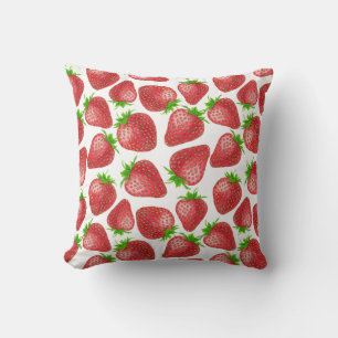 Coussin Motif d'aquarelle de fraises