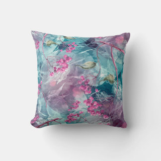 Coussin Motif d'aquarelle de la branche de Birch