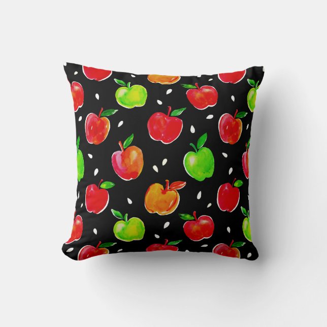Coussin Motif d'aquarelle des pommes (Recto)