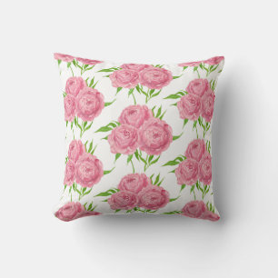 Coussin Motif d'aquarelle du bouquet de pivoine