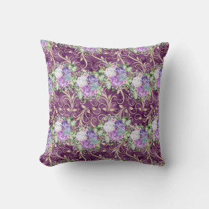 Coussin Motif d'aquarelle florale ultra violet