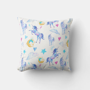 Coussin Motif d'aquarelle magique Unicorn Design Imaginair