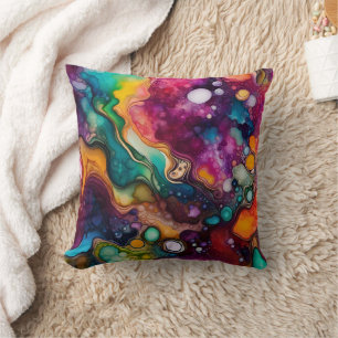 Coussin Motif d'aquarelle surréaliste psychédélique