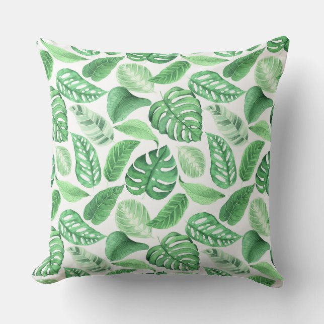 Coussin Motif d'aquarelle verte (Recto)
