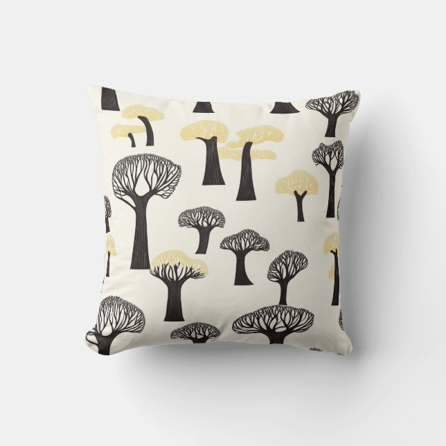 Coussin Motif d'arbre baobab fantaisiste (Recto)