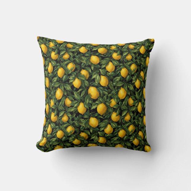 Coussin Motif d'arbre de citron agrumes vibrant (Recto)