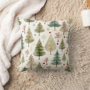 Coussin Motif d'arbre de Noël bleu vert or