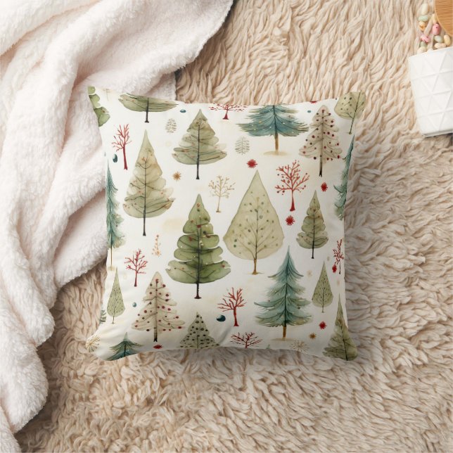 Coussin Motif d'arbre de Noël bleu vert or (Couverture)