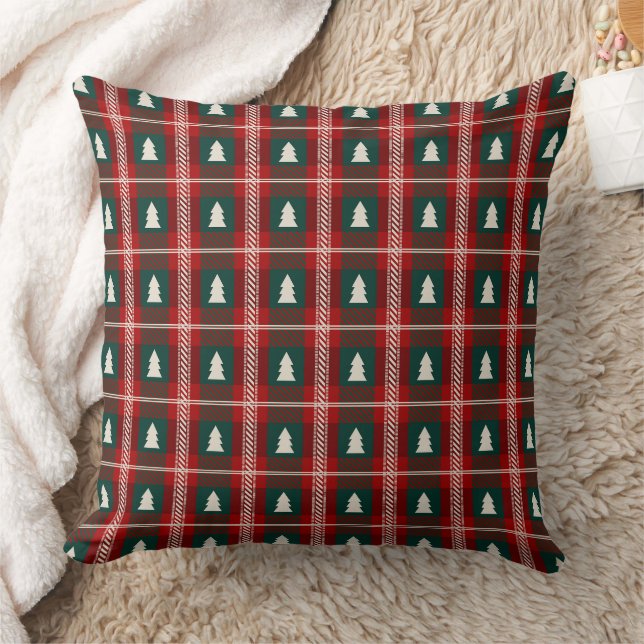 Coussin Motif d'arbre de Noël en patchwork à carreaux (Couverture)