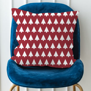 Coussin Motif d'arbre de Noël   Géométrique Scandi Rouge f