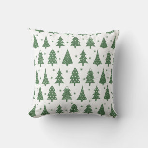 Coussin Motif d'arbre de Noël vert et blanc