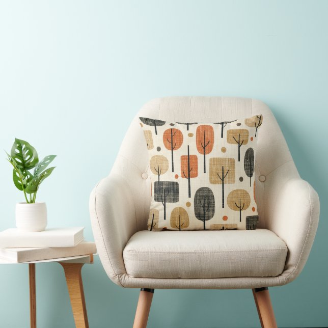 Coussin Motif d'arbre moderne du milieu du siècle (Chaise)
