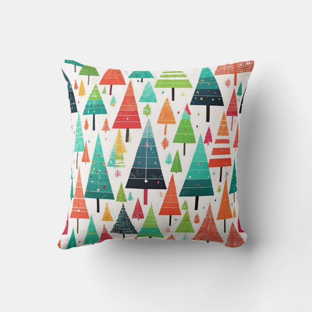 Coussin Motif d'arbres de Noël colorés (Verso)