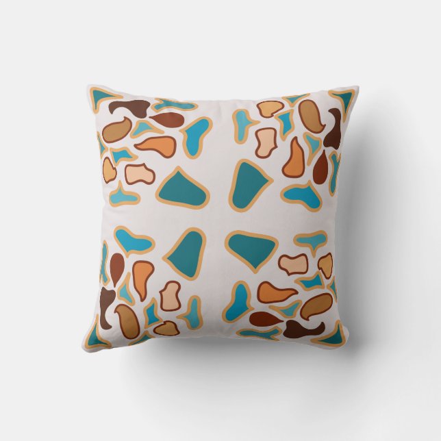 Coussin Motif d'art abstrait de tons terreux du Sud-Ouest (Verso)