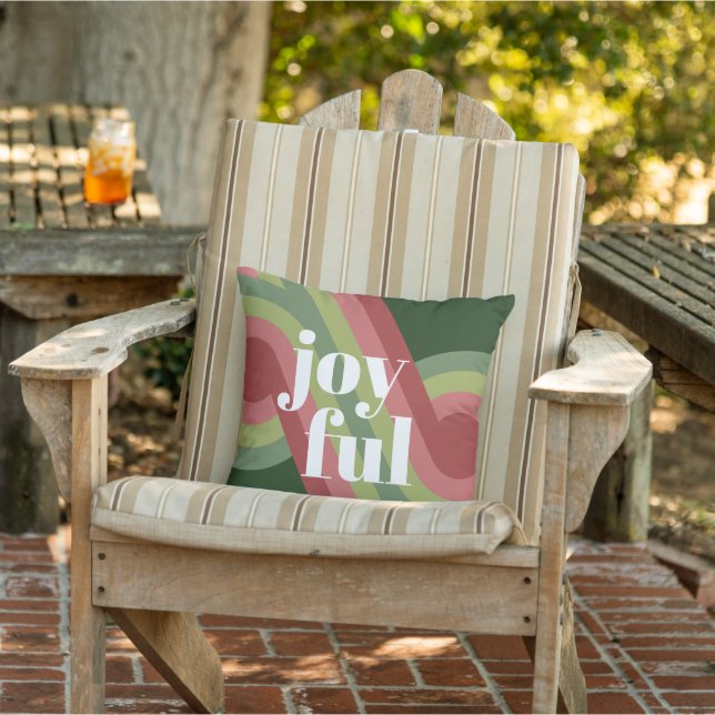 Coussin Motif d'art abstrait funky rétro chic avec vagues (Chaise)