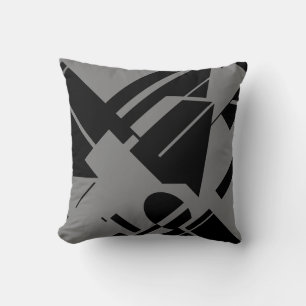 Coussin Motif d'art Abstrait géométrique en diagonale gris