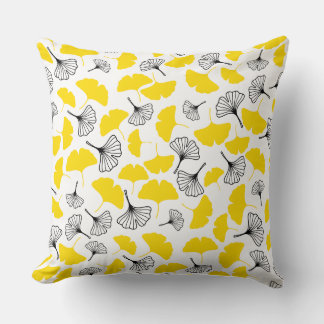 Coussin Motif d'art botanique vibrant Ginkgo Biloba - Jaun
