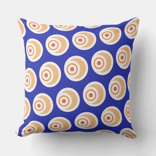 Coussin Motif d'art concentré amusant Royal Blue Orange Ca (Recto)