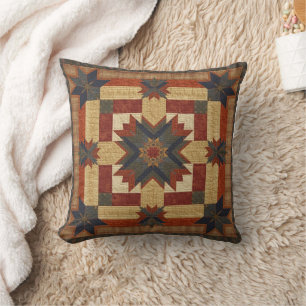 Coussin motif d'art de bloc de patchwork géométrique vinta
