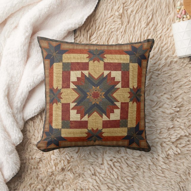 Coussin motif d'art de bloc de patchwork géométrique vinta (Couverture)
