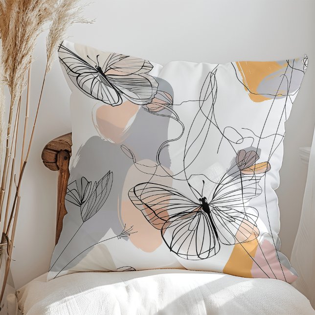 Coussin Motif d'art de la ligne des papillons (Créateur téléchargé)