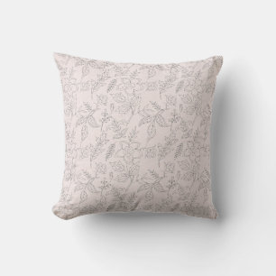 Coussin Motif d'art de la ligne florale rose