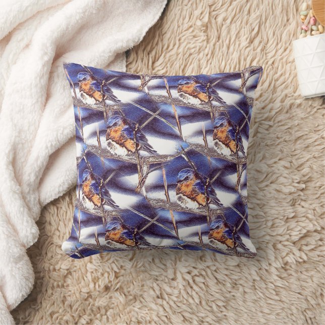 Coussin Motif d'art de la nature animale Merlebleu (Couverture)
