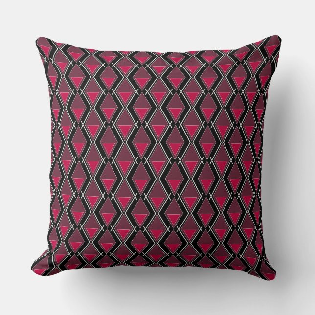 Coussin Motif d'art déco rouge noir (Recto)