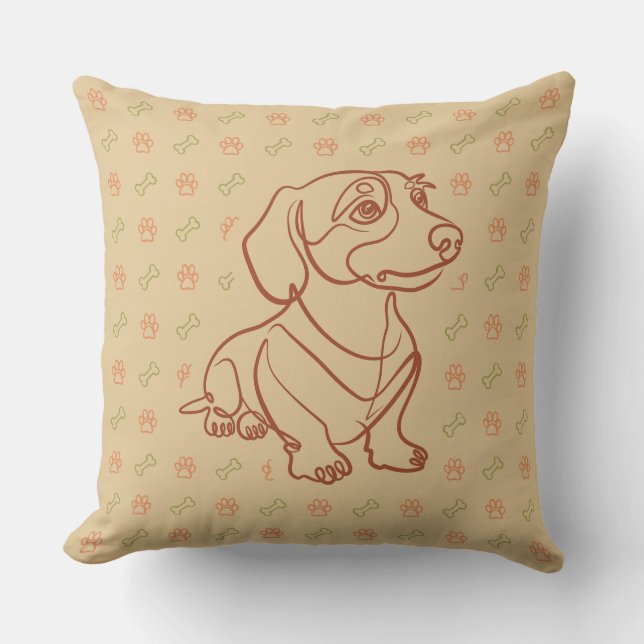 Coussin Motif d'art décoratif en ligne de teckel (Recto)
