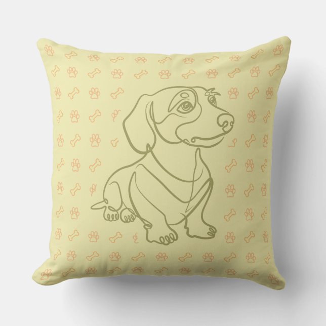 Coussin Motif d'art décoratif en ligne de teckel (Recto)