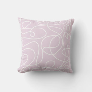 Coussin Motif d'art Doodline   Blanc sur Dusty Pink