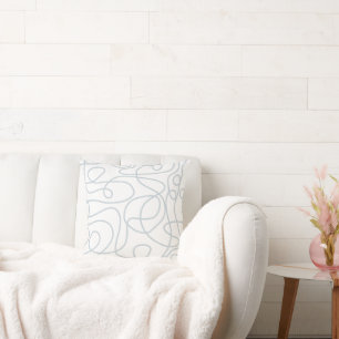 Coussin Motif d'art Doodline   Dusty Blue sur blanc