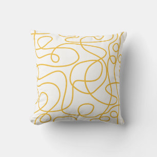 Coussin Motif d'art Doodline Jaune de moutarde blanc