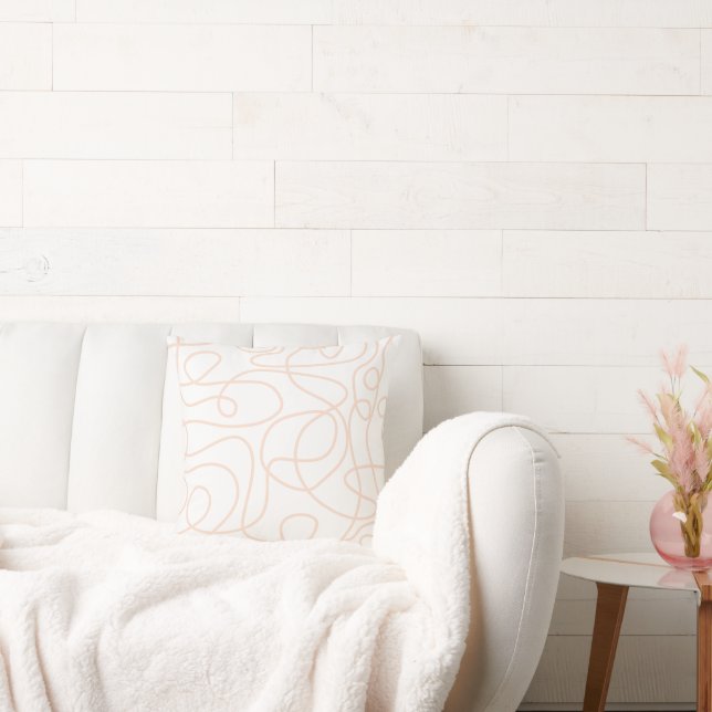 Coussin Motif d'art Doodline | Pêche/abricot en blanc (Canapé)