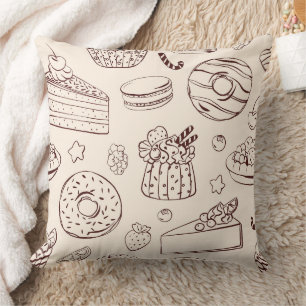 Coussin Motif d'art en ligne Délices de boulangerie monoch