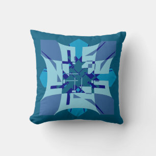 Coussin Motif d'art floral abstrait avec nuances bleues su