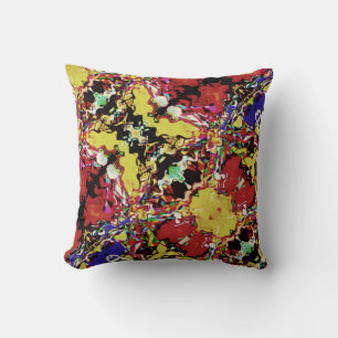Coussin Motif d'art floral incliné rouge violet noir jaune