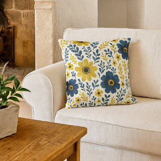 Coussin Motif d'art floral méditerranéen classique