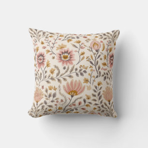 Coussin Motif d'art folklorique floral peint