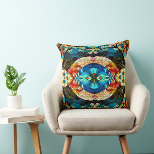 COUSSIN MOTIF D'ART JAPONAIS FORET