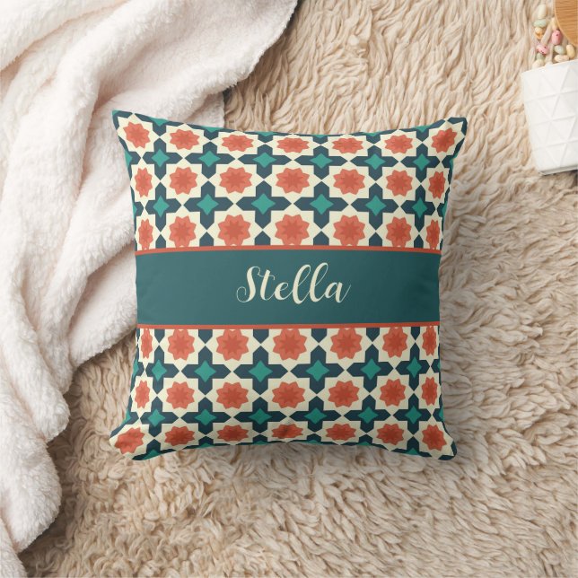 Coussin Motif d'art populaire géométrique coloré (Couverture)