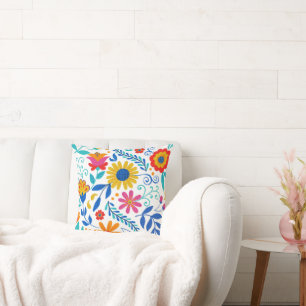 Coussin Motif d'art populaire mexicain