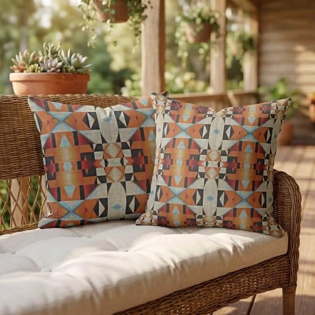 Coussin Motif d'art tribal autochtone moderne rustique de  (Créateur téléchargé)