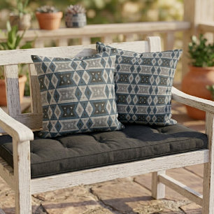 Coussin Motif d'art tribal indigène moderne rustique pour