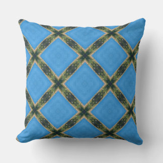 Coussin motif d'art vert bleu numérique