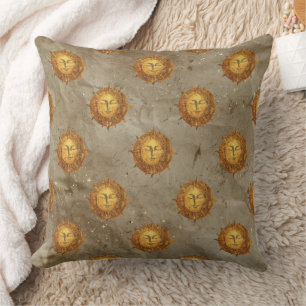 Coussin Motif d'astrologie du soleil céleste vintage
