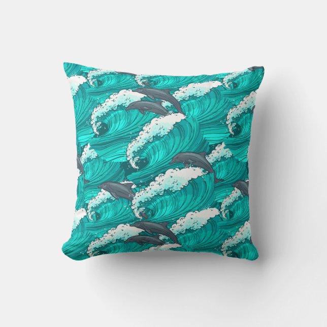 Coussin Motif Dauphin Jumping amusant (Recto)